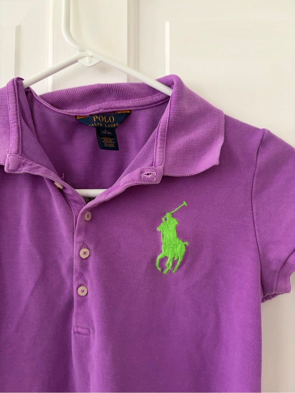 Polo by Ralph Lauren Purple Mini Dress with Neon Green Pony